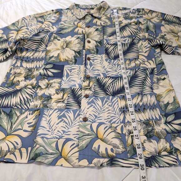 TOMMY BAHAMA Shirt Men's L Multicolor Floral Leaf Silk Hawaiian Loop Collar - Picture 14 of 14
